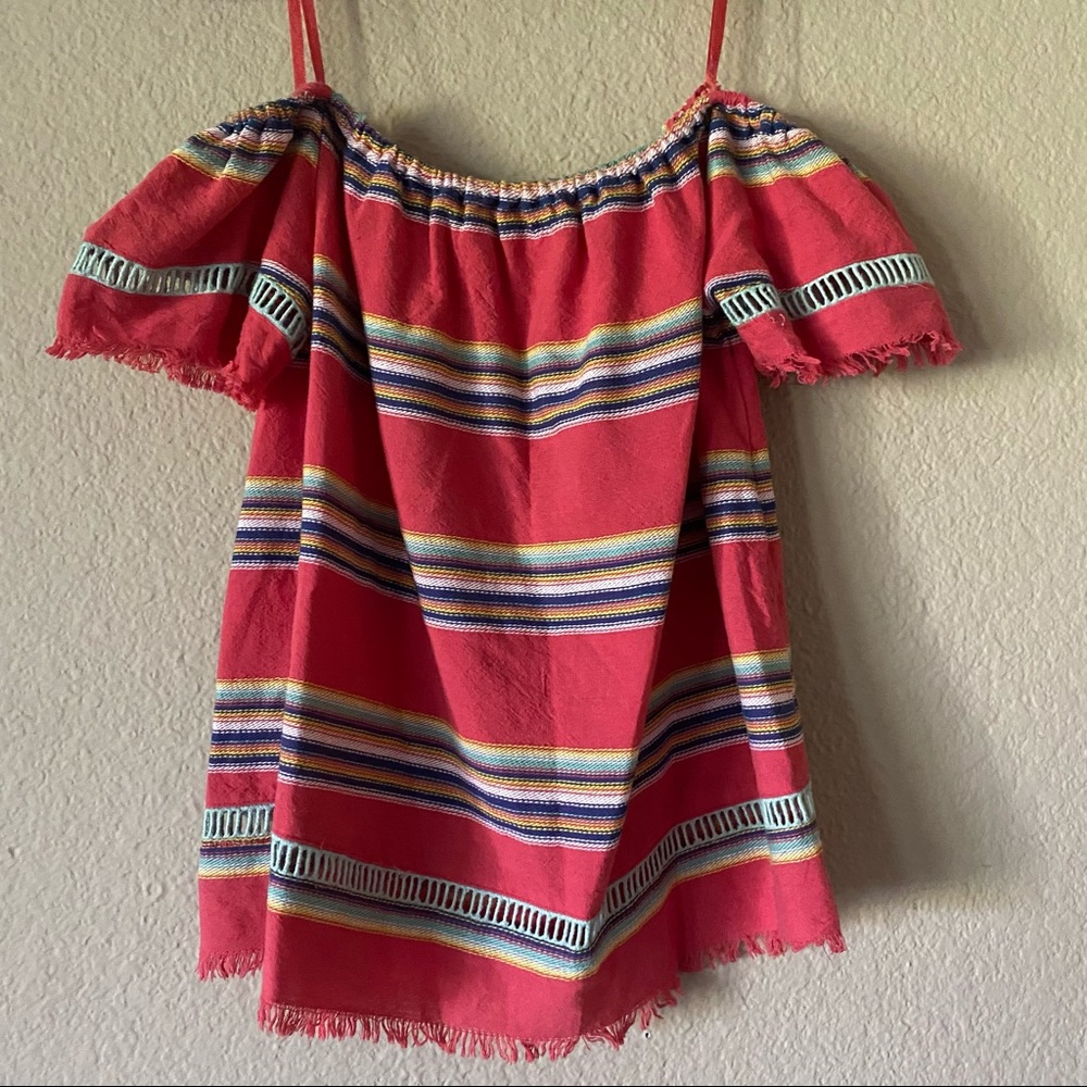 Anthropologie Top - Red Stripe dRA off shoulder